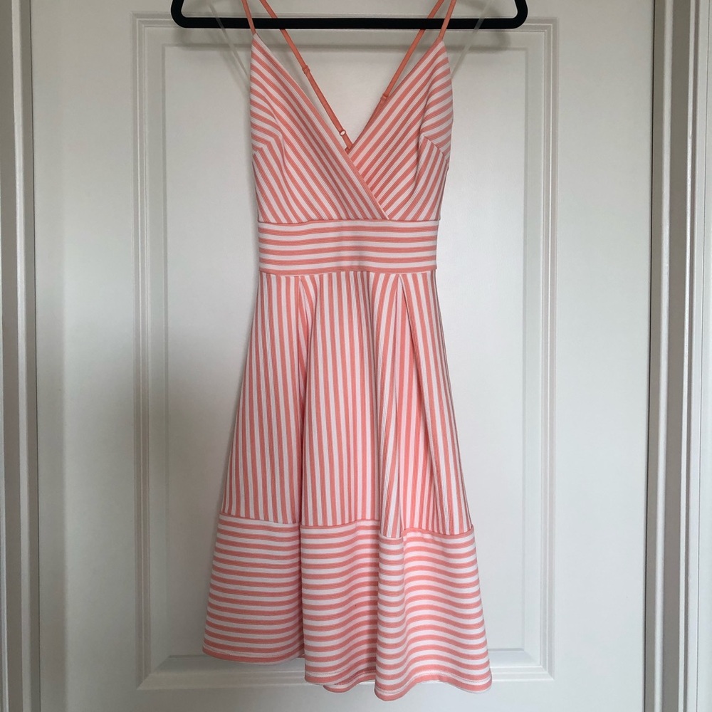 Peach and White Stripped Dress